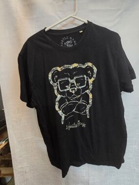 Hustle Gang Black Tee with Metallic Bear Graphic